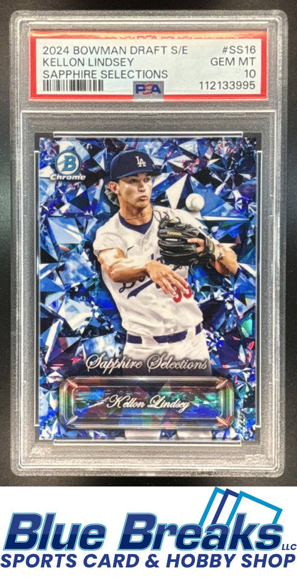 2024 Bowman Draft Sapphire Kellon Lindsey #SS-16 Selections PSA 10 Los Angeles Dodgers