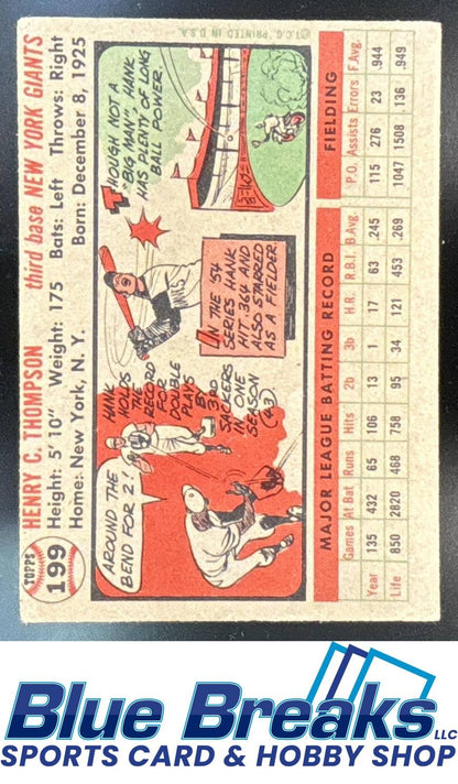 1956 Topps Henry Thompson #199 Baseball Mets