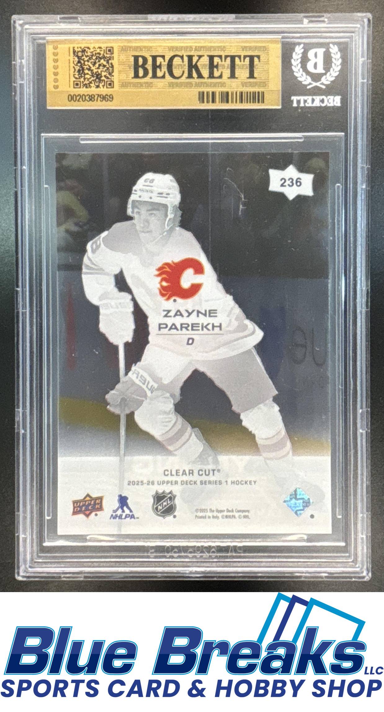 2025 Upper Deck Series 1 Zayne Parekh #236 Clear Cut Young Guns BGS 9.5 Calgary Flames