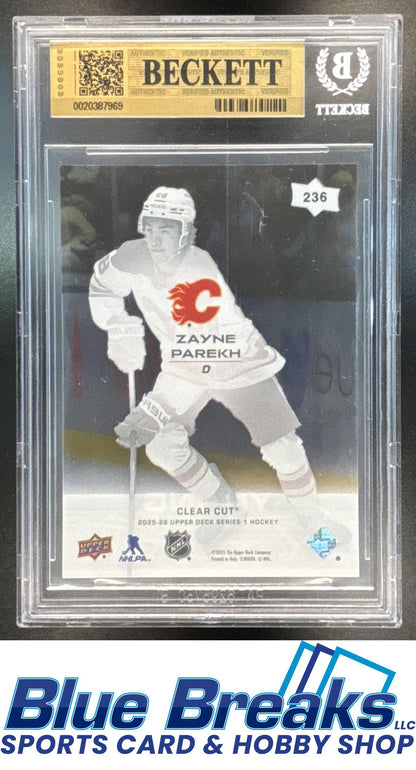 2025 Upper Deck Series 1 Zayne Parekh #236 Clear Cut Young Guns BGS 9.5 Calgary Flames