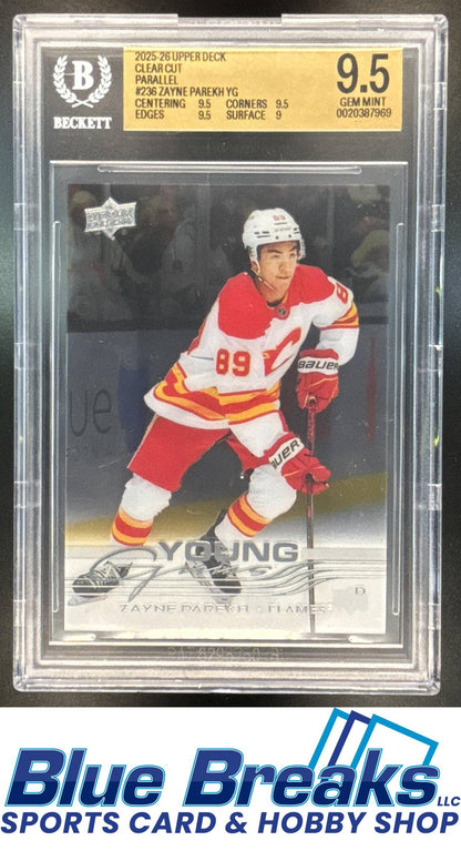 2025 Upper Deck Series 1 Zayne Parekh #236 Clear Cut Young Guns BGS 9.5 Calgary Flames