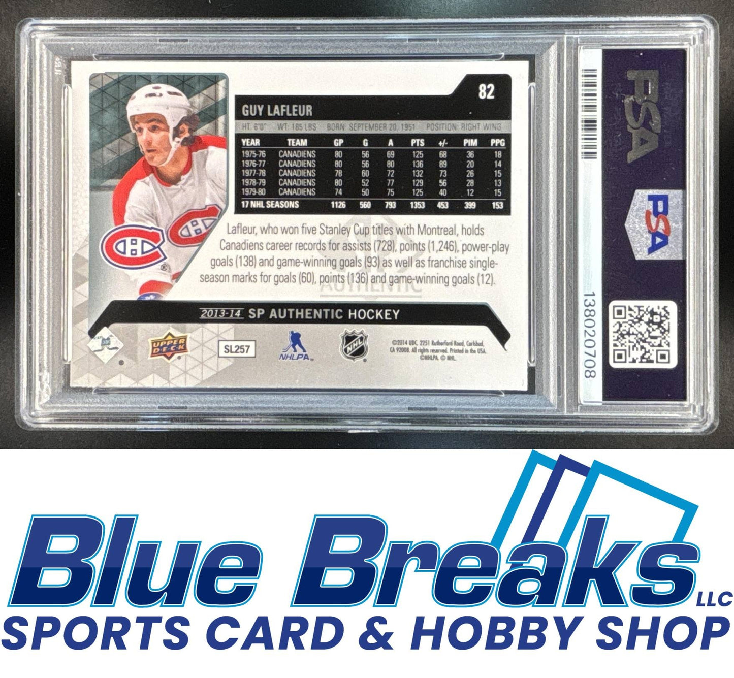 2013-14 SP Authentic Guy Lafleur [RC] #82 PSA 10 Montreal Canadiens