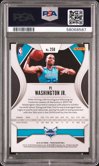 2019 Panini - Prizm - PJ Washington - RC - #258 - PSA 10 - basketball - Hornets