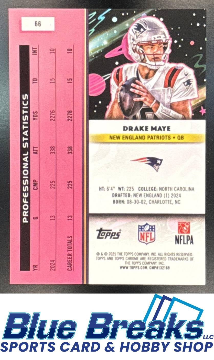 2025 Topps Cosmic Chrome Drake Maye #66 Purple Nebula Refractor 096/150 New England Patriots