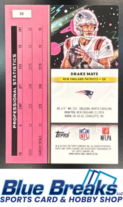 2025 Topps Cosmic Chrome Drake Maye #66 Purple Nebula Refractor 096/150 New England Patriots