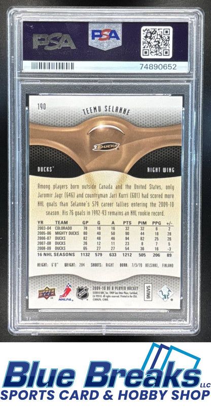 2009 Upper Deck Be a Player Teemu Selanne PSA 10 #190 Ice Hockey Ducks