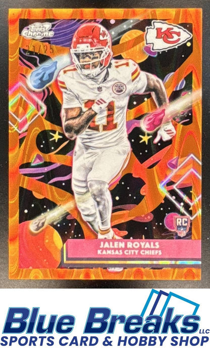 2025 Topps Cosmic Chrome Jalen Royals #151 Orange Galactic Refractor 21/25 RC Kansas City Chiefs