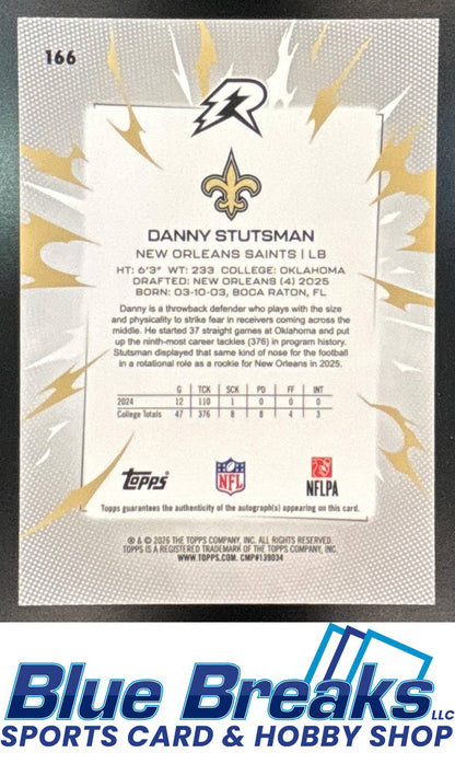 2025 Topps Resurgence Danny Stutsman #166 Rookie Signatures RC Auto New Orleans Saints