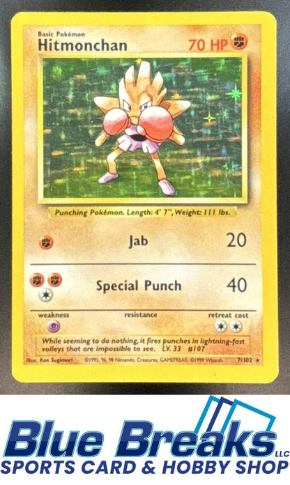 1999 Pokemon Unlimited Set Hitmonchan #7/102 b Rare Holo