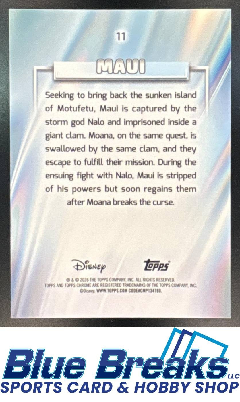 2026 Topps Chrome Disney Blue Refractor Maui 103/150 #11 Moana