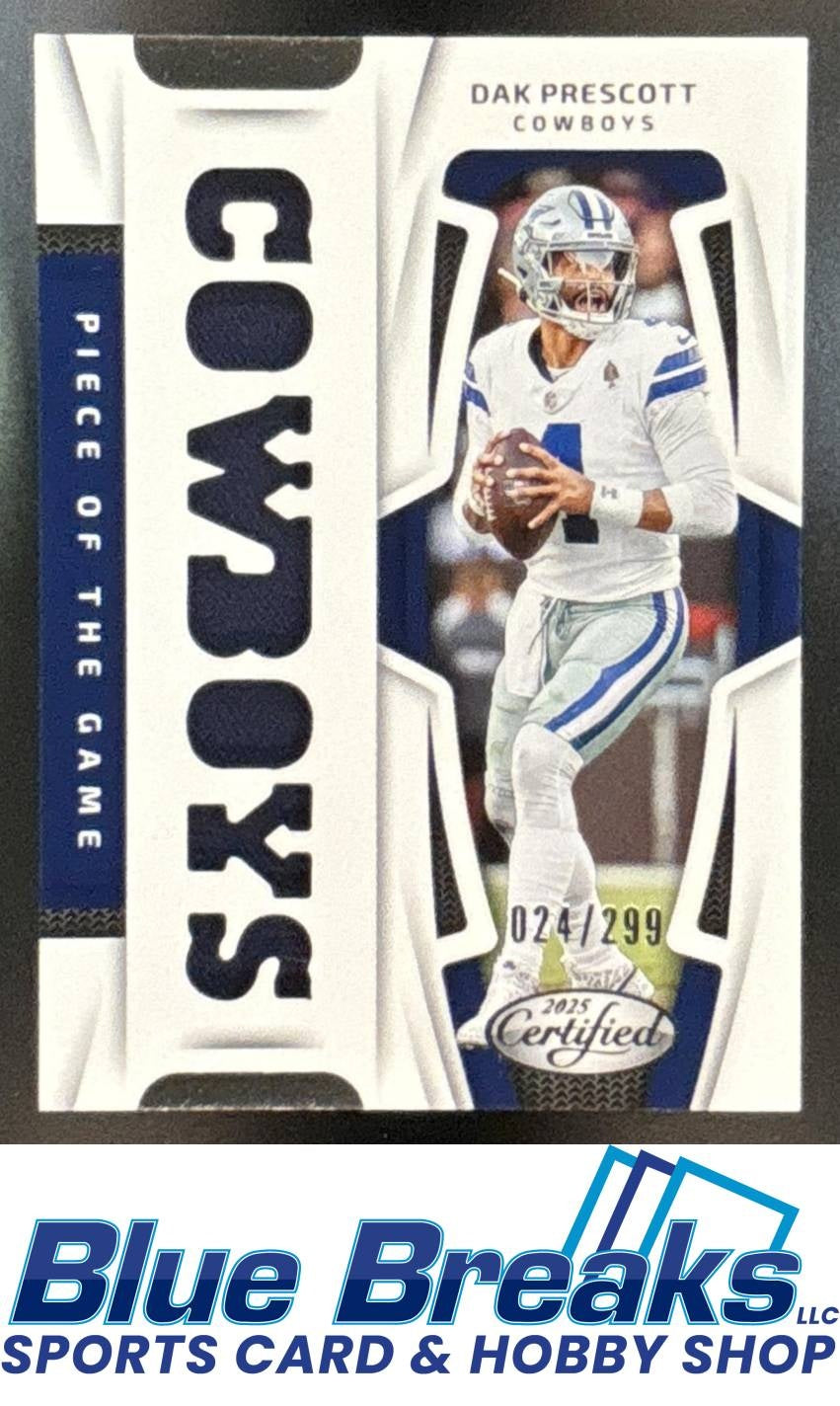 2025 Panini Certified Dak Prescott #POG-DPT Piece of the Game 024/299 MEM Cowboys