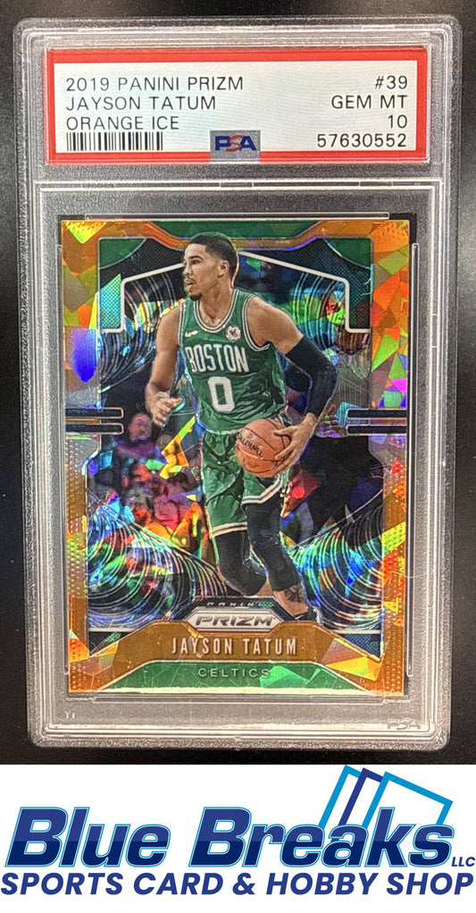 2019 Panini Prizm Jayson Tatum #39 Prizms Orange Ice PSA 10