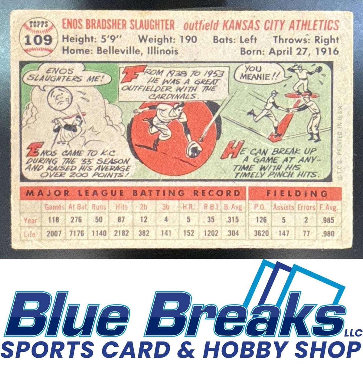 1956 Topps - Enos Slaughter #109 Athletics
