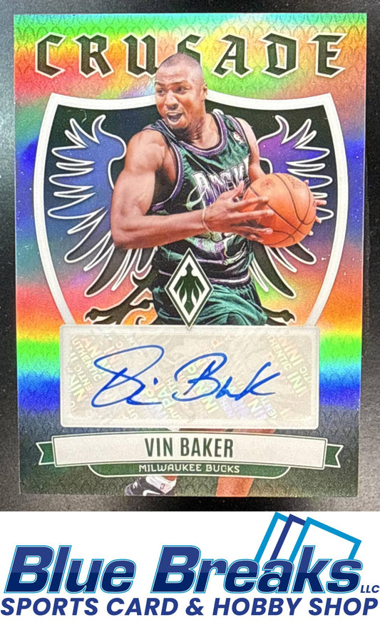 2023 Panini Phoenix Vin Baker #CS-VBA Crusade Signatures Auto Milwaukee Bucks