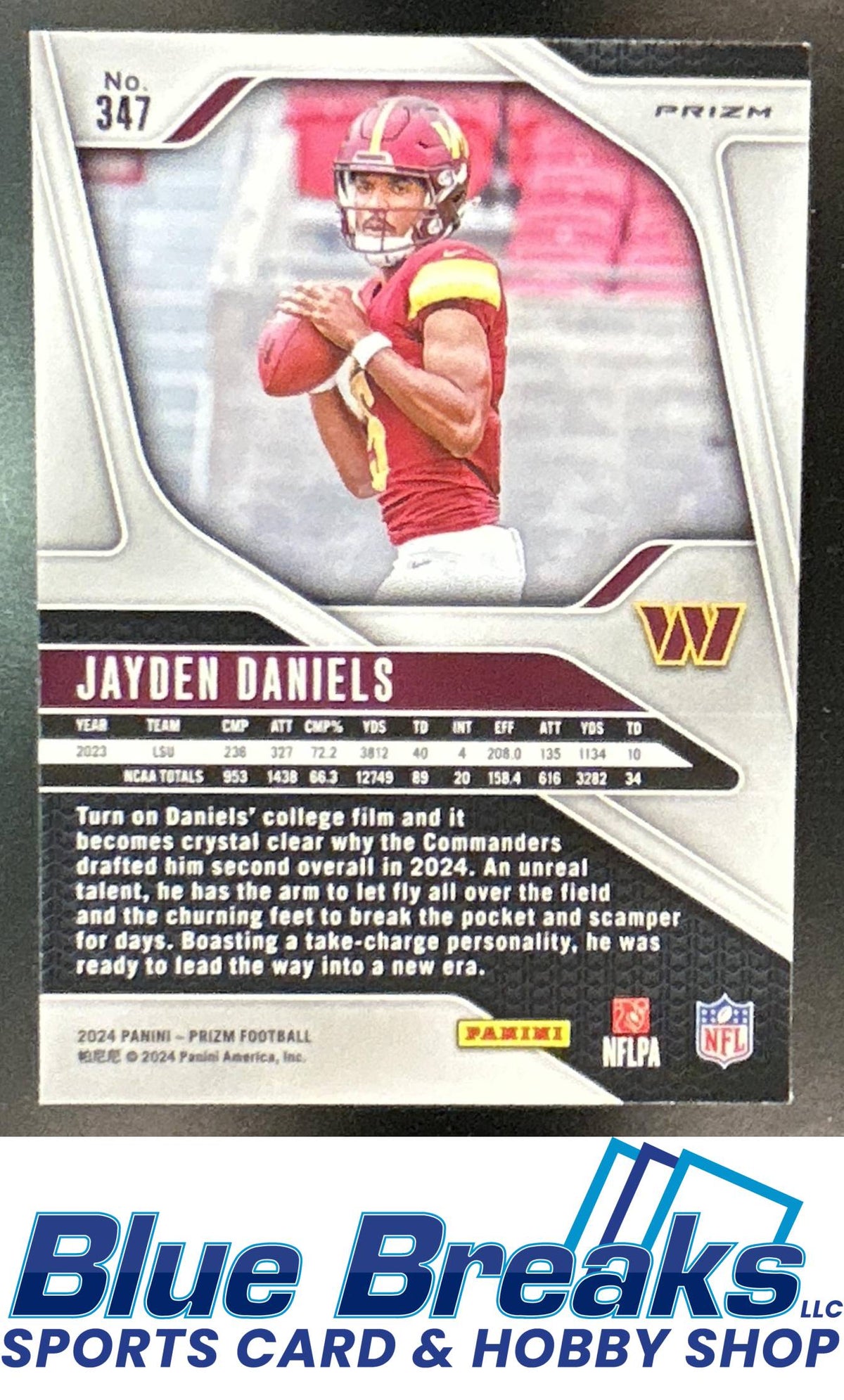 2024 Panini Prizm Jayden Daniels #347 Neon Green Pulsar RC Washington Commanders