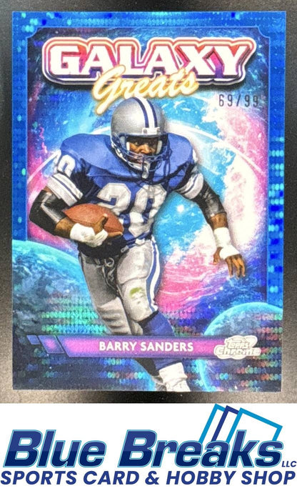 2024 Topps Cosmic Chrome Barry Sanders #GG-13 Galaxy Greats Blue Moon Refractor 69/99