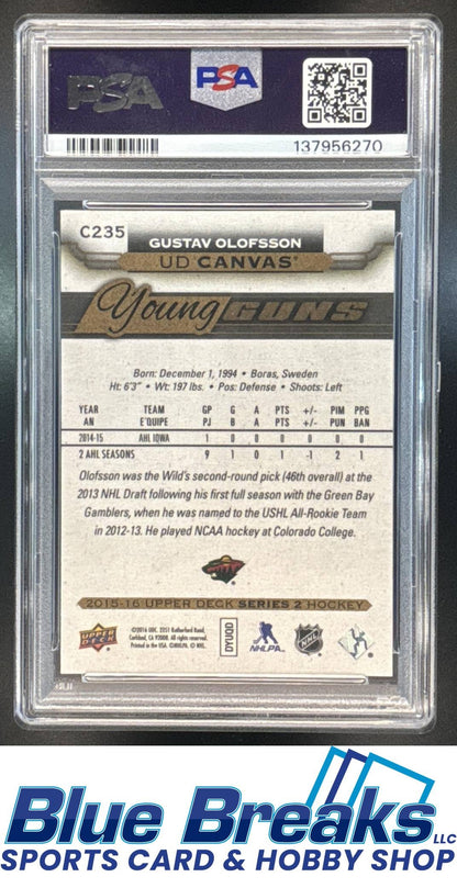 2015 Upper Deck Canvas Young Guns Gustav Olofsson #C235 PSA 10 Minnesota Wilds