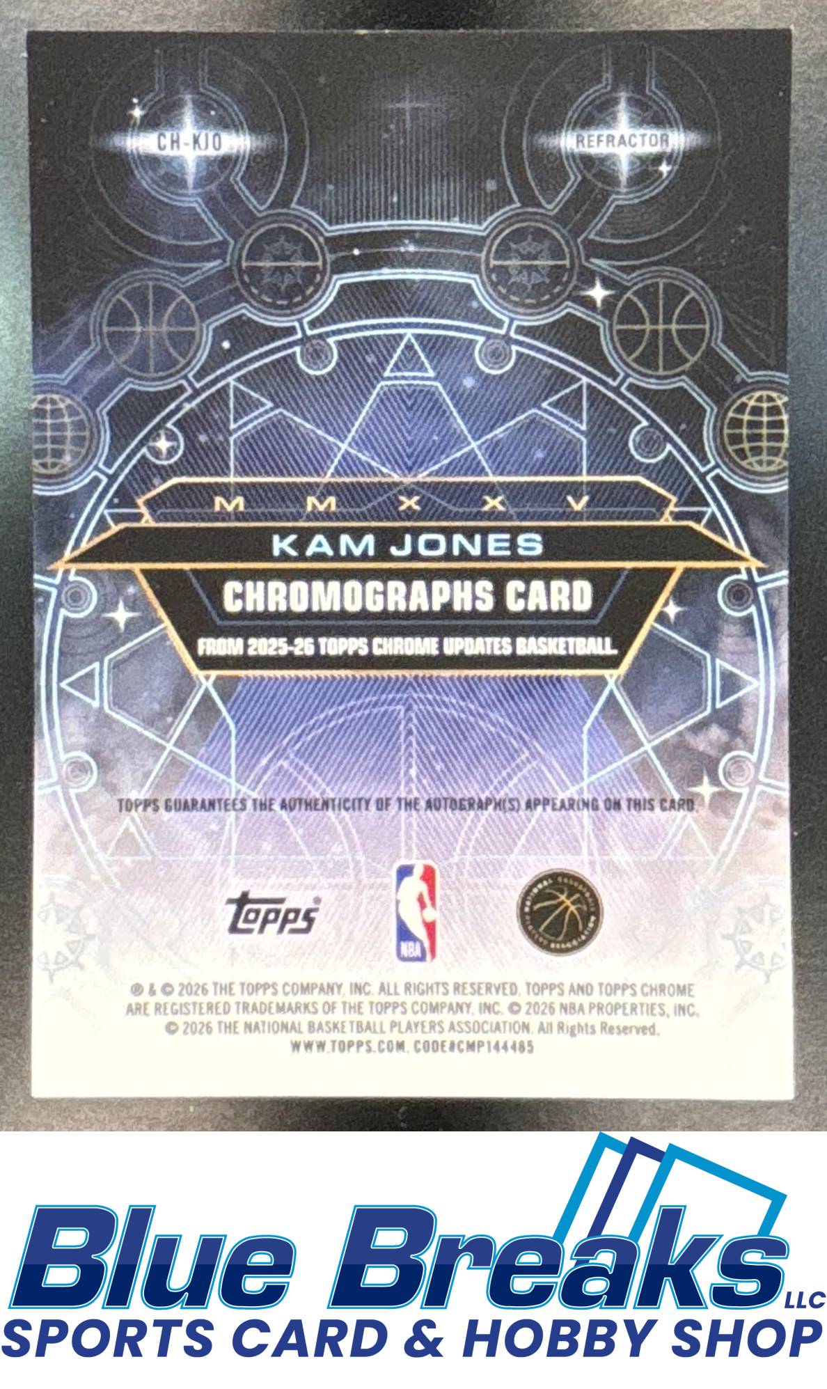 2025 Topps Chrome Kam Jones #FS-KAM Future Stars Auto Refractor Indiana Pacers