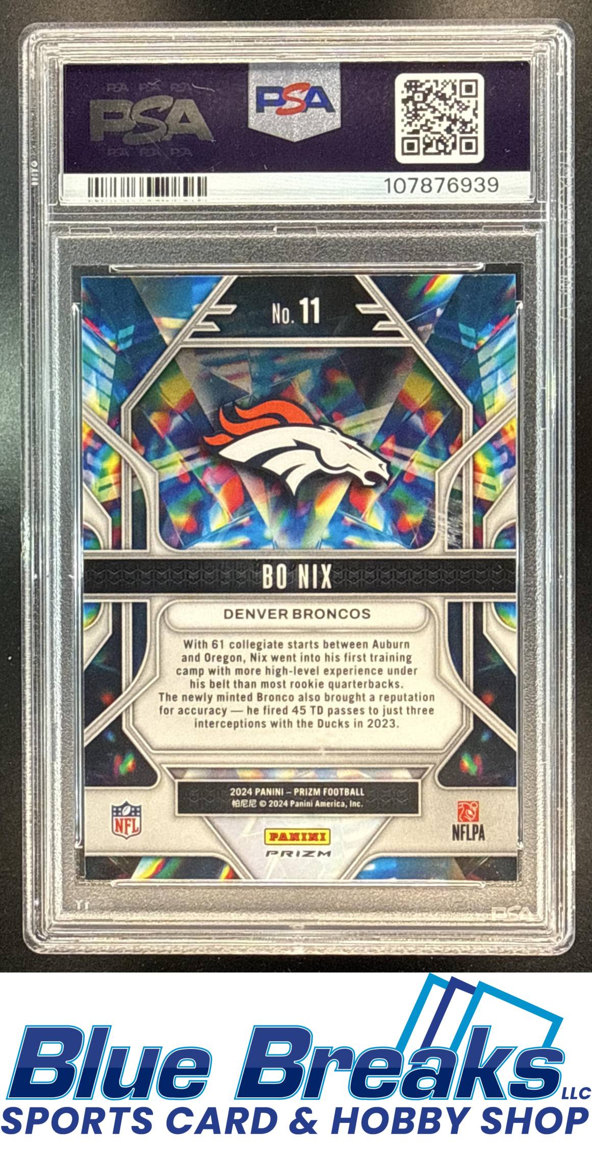 2024 Panini Prizm Prizmatic Green Ice Bo Nix [RC] #11 RC PSA 9 Denver Broncos