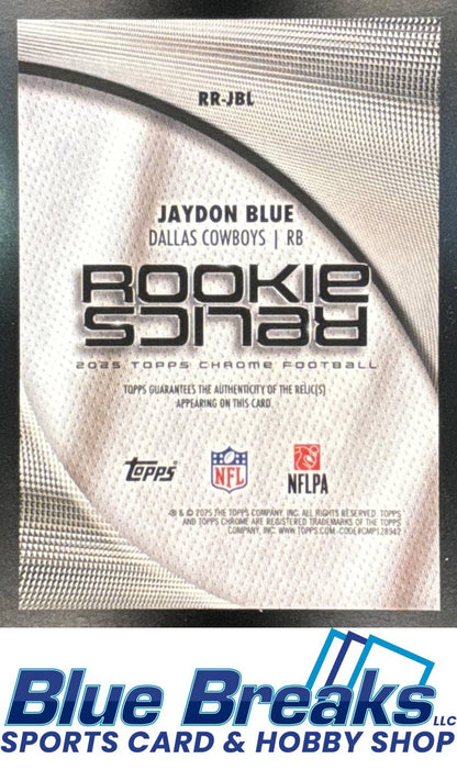 2025 Topps Chrome RC Relics Jaydon Blue #RR-JBL Relic Dallas Cowboys