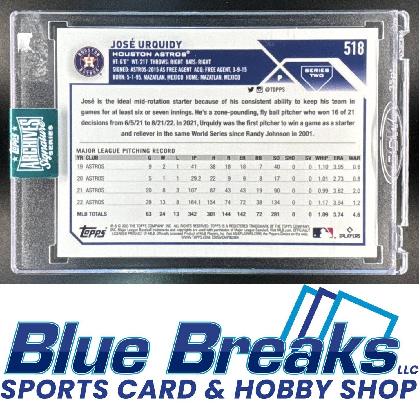 2023 Topps Archives Auto Jose Urquidy 97/99 #518 Astros
