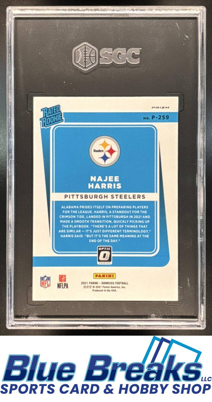 2021 Panini Donruss Najee Harris #P-259 Optic Rated Rookie Preview Purple RC SGC 9.5 Steelers
