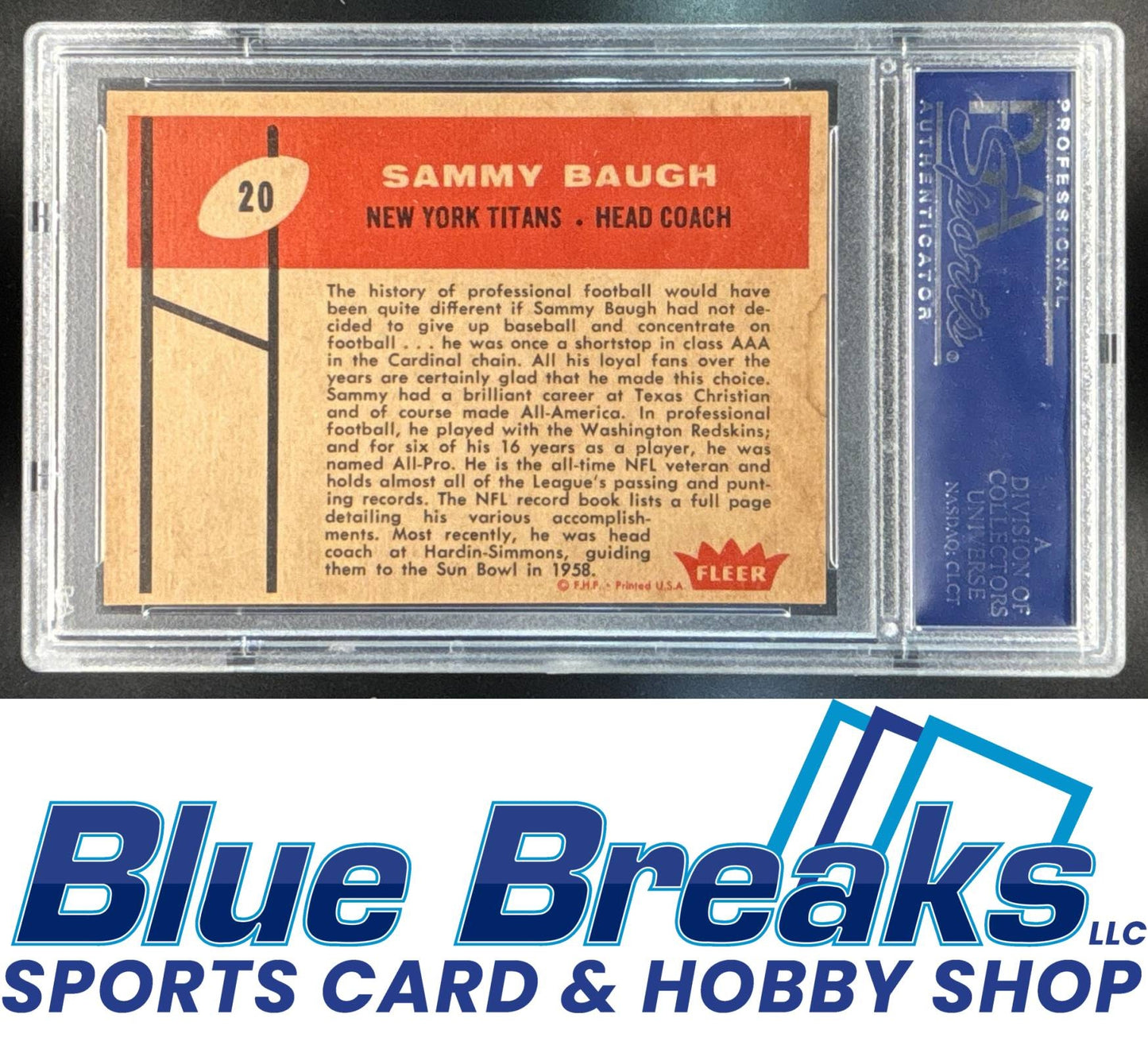1960 Fleer Sammy Baugh #20 PSA 7 Titans