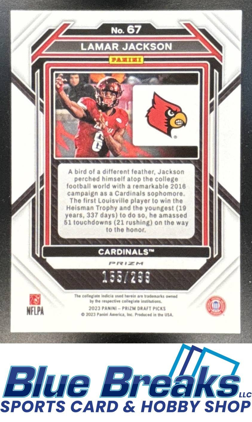 2023 Panini Prizm Draft Picks Prizms Red Lamar Jackson 155 /299 #67 Louisville Cardinals / Baltimore Ravens