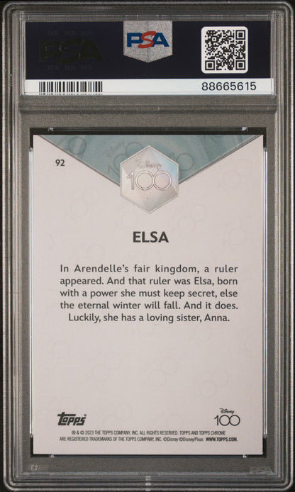 2023 Disney 100 Chrome - 100 Year Diamond - Elsa - #92 -PSA 9