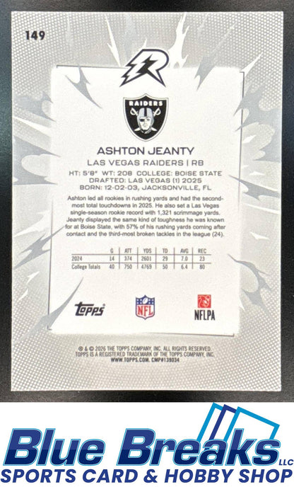 2025 Topps Resurgence Ashton Jeanty #149 Digital Surge Refractor 092/100 RC Las Vegas Raiders