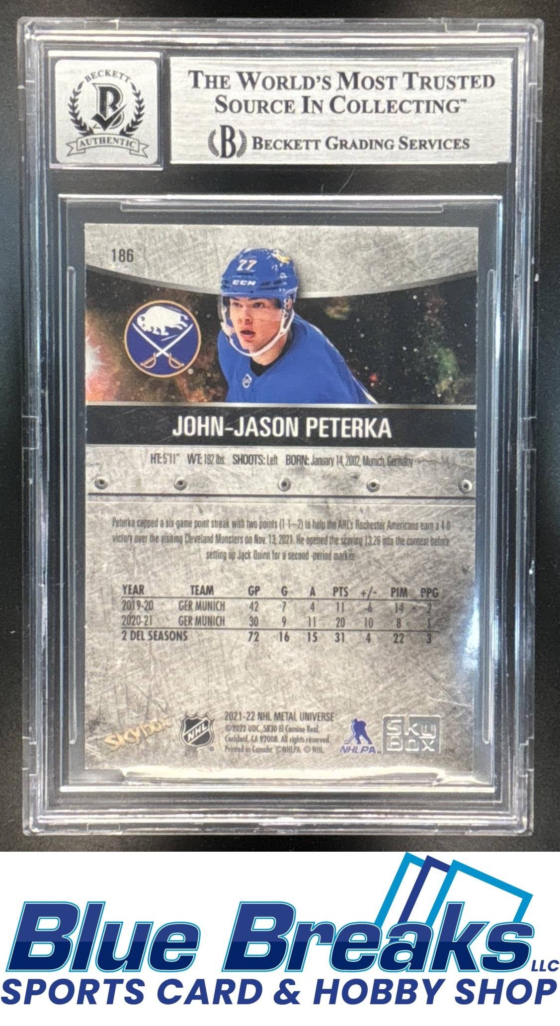 2021 Skybox Metal Universe John-Jason Peterka #186 Spectrum RC Beckett 10