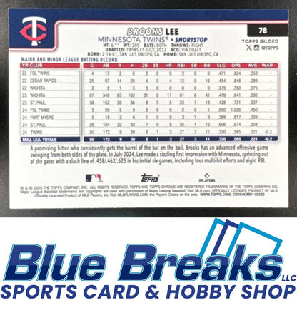 2025 Topps Gilded Collection Brooks Lee #78 Chrome Gold Wave Refractor 06/75 RC Minnesota Twins