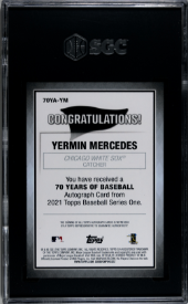 2021 Topps - 70 Years of Baseball - Autographed - Yermin Mercedes - SGC9.5 - #70YA-YM - Baseball - White Sox - drop