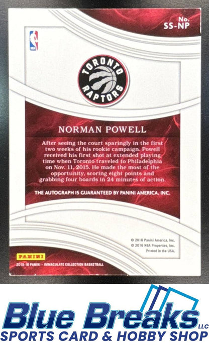 2015 Panini Immaculate Collection Norman Powell #SS-NP Shadowbox Signatures 3/99 RC Auto Toronto Raptors