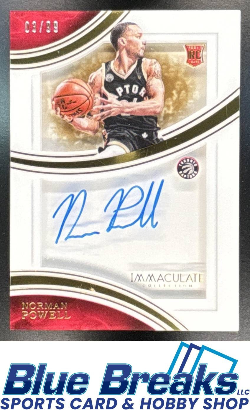 2015 Panini Immaculate Collection Norman Powell #SS-NP Shadowbox Signatures 3/99 RC Auto Toronto Raptors