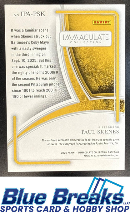 2026 Panini Immaculate Collection Patch Auto Red Paul Skenes 15/49 #1 Pittsburgh Pirates