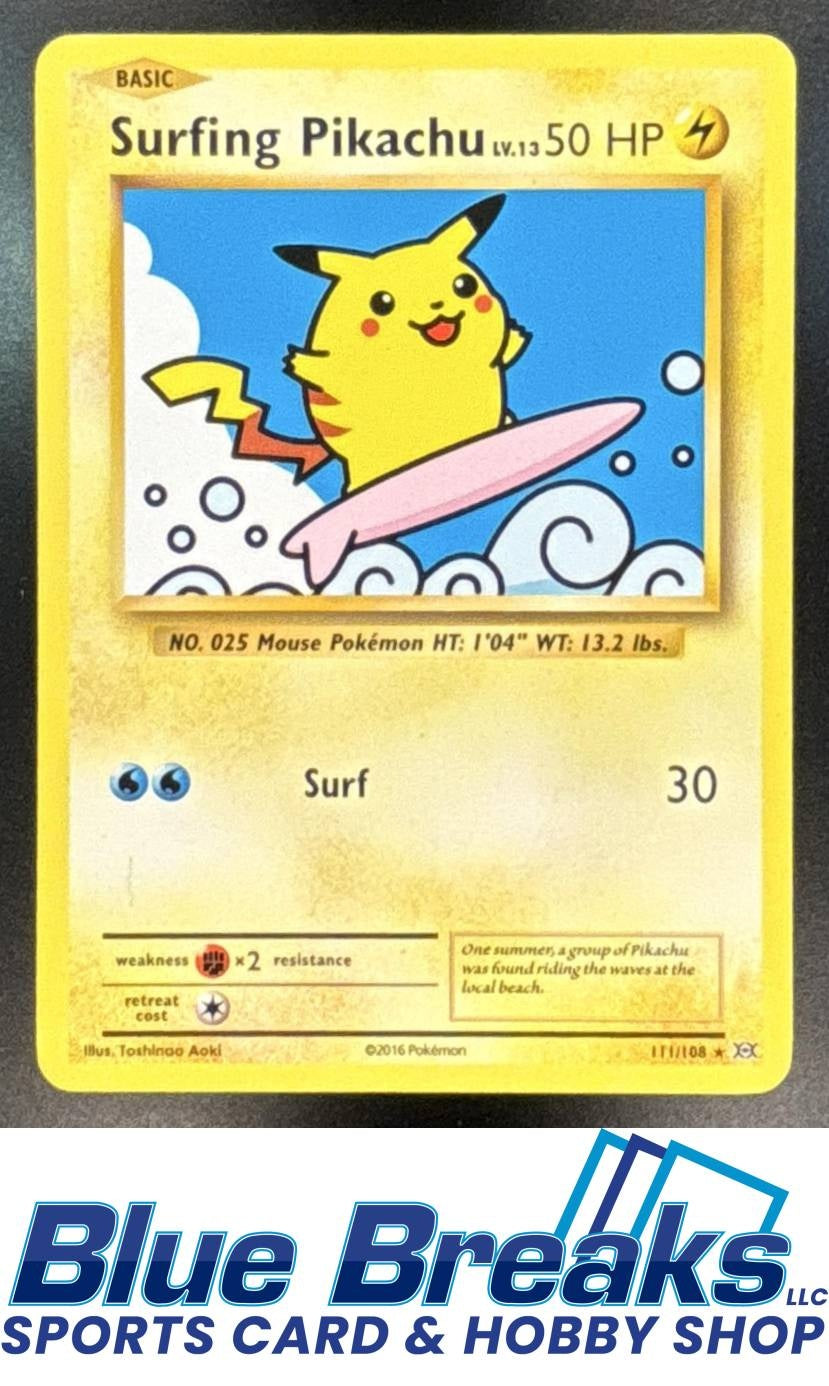 2016 Pokemon XY Evolutions Surfing Pikachu #111/108 b