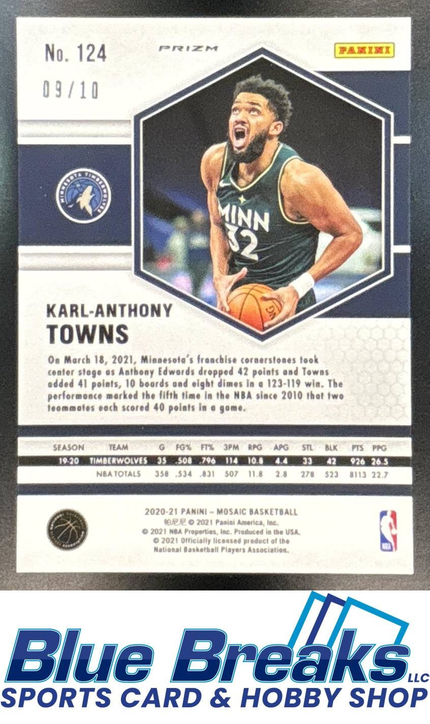 2020 Panini Mosaic Karl-Anthony Towns #124 Green Geometric 09/10 Knicks