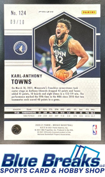 2020 Panini Mosaic Karl-Anthony Towns #124 Green Geometric 09/10 Knicks
