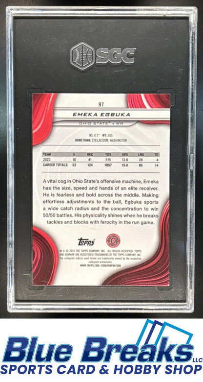 2024 Bowman Best University Emeka Egbuka #97 Silver Refractor SGC 9.5 Football OSU