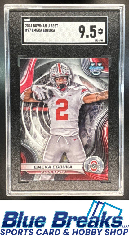2024 Bowman Best University Emeka Egbuka #97 Silver Refractor SGC 9.5 Football OSU