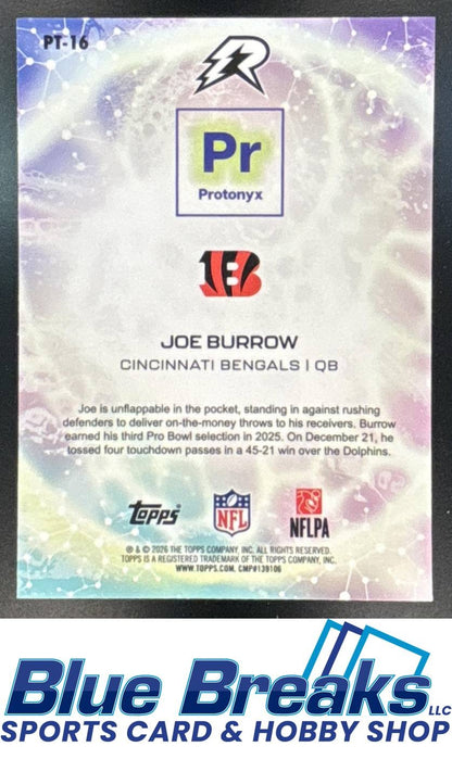 2025 Topps Resurgence Joe Burrow #PT-16 Protonyx Purple Surge Refractor 22/75