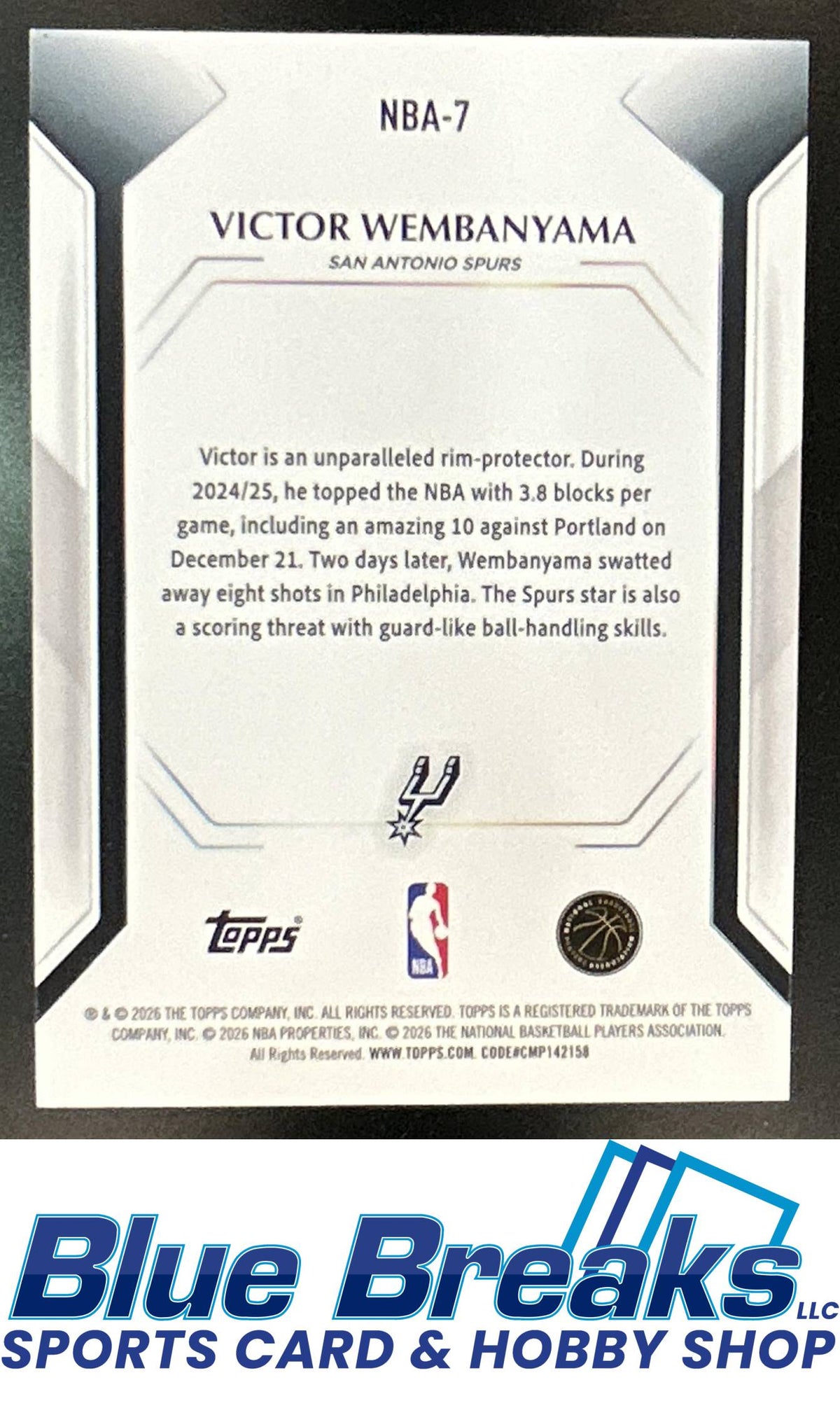 2026 Topps Collector's Kit Exclusive Rainbow Foil Victor Wembanyama #NBA-7 Victor Wembanyama