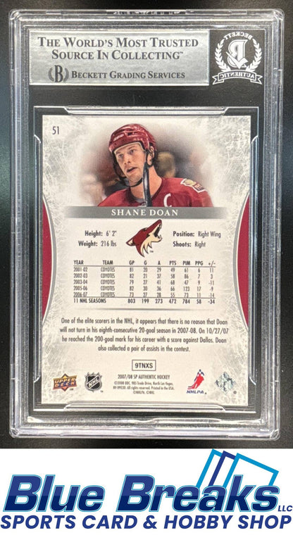 2007-08 SP Authentic Shane Doan #51 Beckett Authentic Auto Hockey Phoenix Coyotes / Utah Mammoth