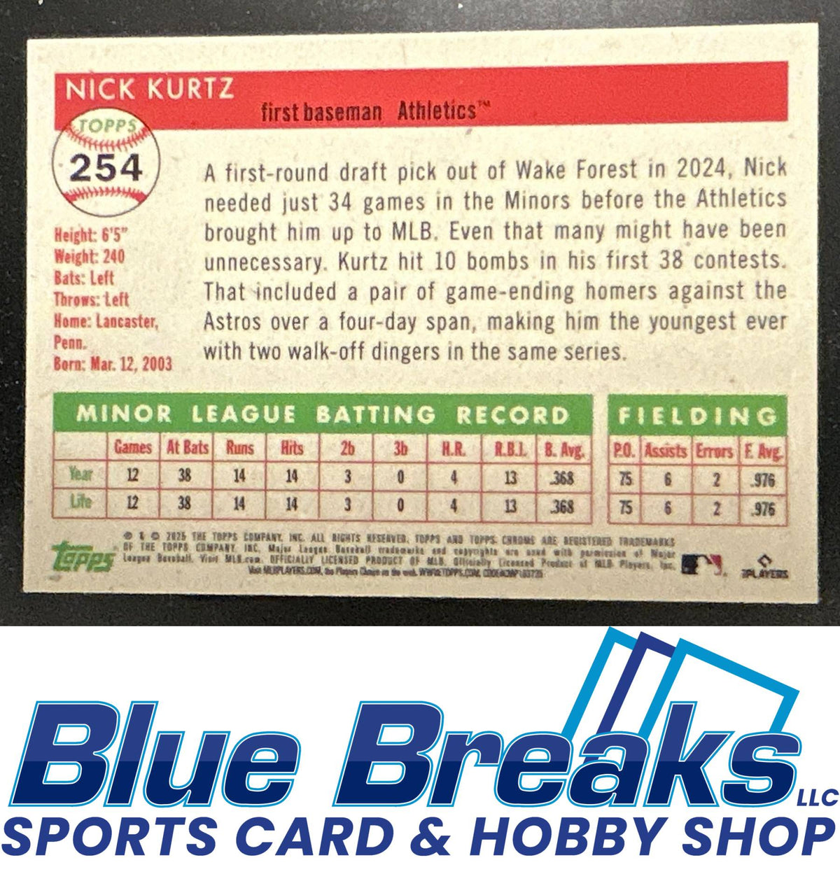 2025 Topps Chrome Platinum Anniversary Nick Kurtz #254 Vibrations Refractor 123/250 RC Las Vegas Athletics