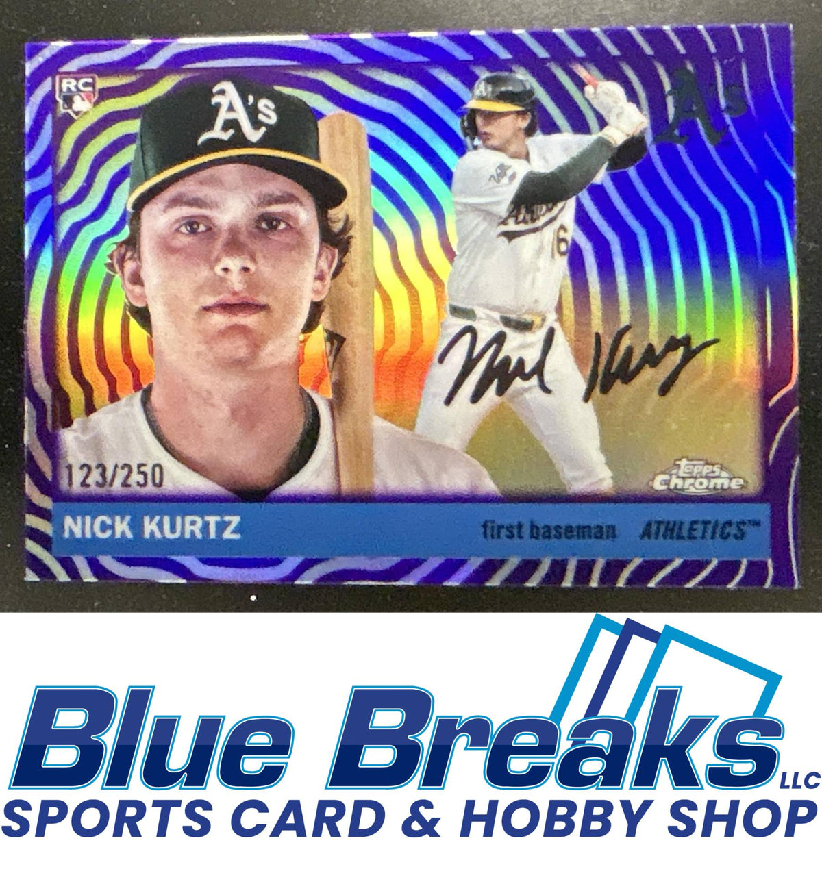 2025 Topps Chrome Platinum Anniversary Nick Kurtz #254 Vibrations Refractor 123/250 RC Las Vegas Athletics