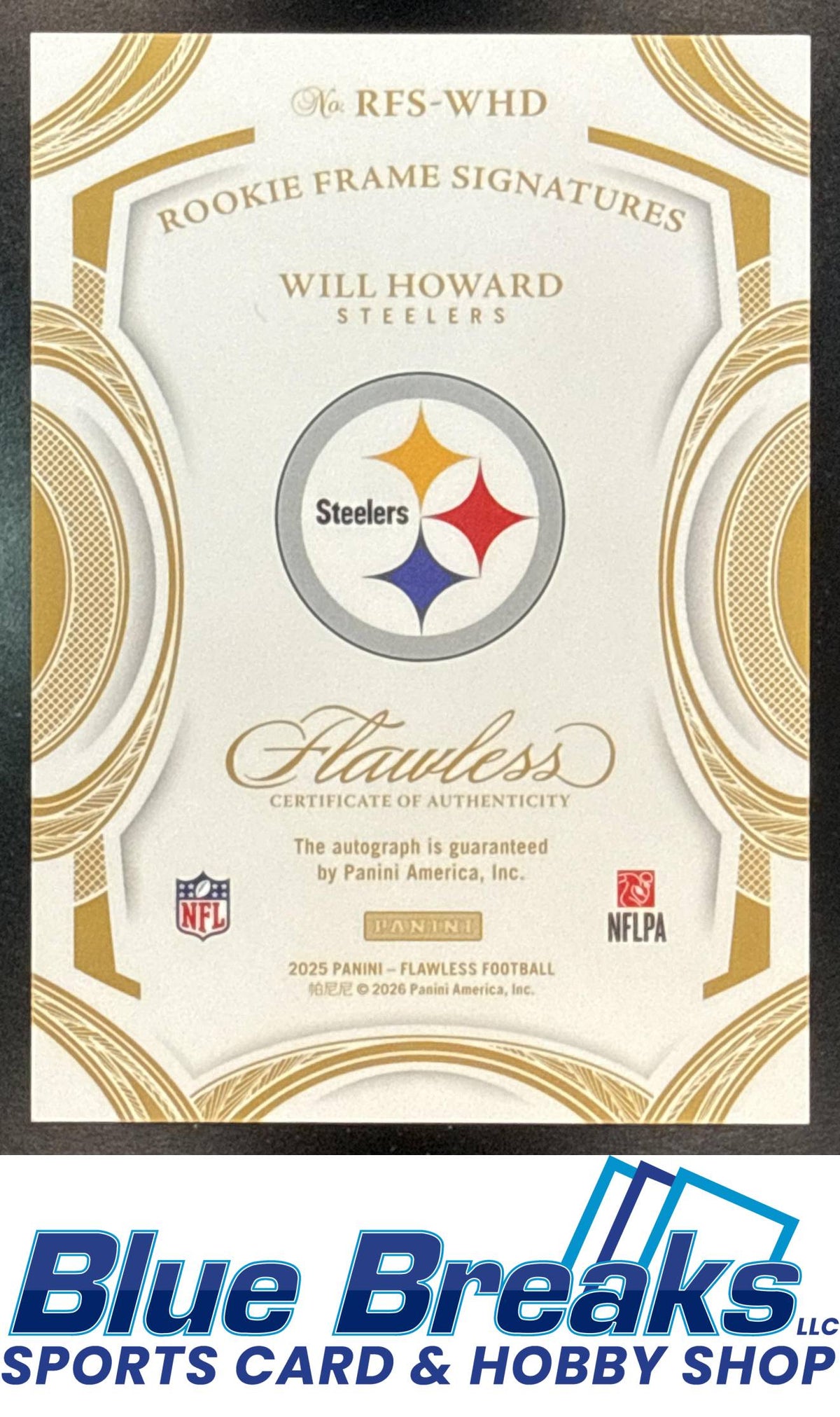 2025 Panini Flawless Will Howard #5 Rookie Frame Signatures 13/25 RC Auto Pittsburgh Steelers