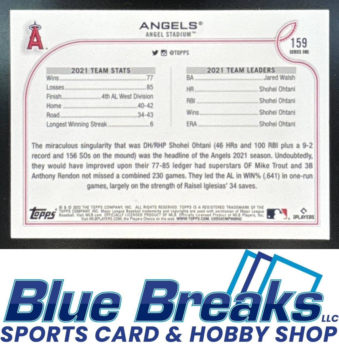2022 Topps Los Angeles Angels [RC] #159 Team Card