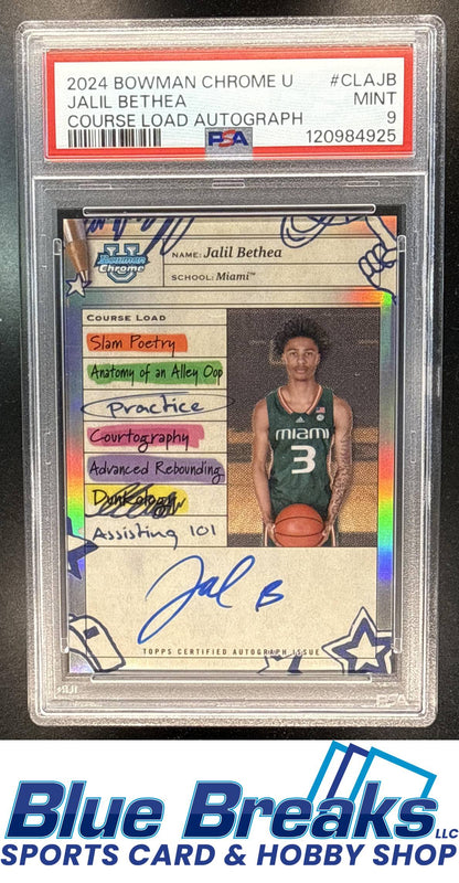 2024 Bowman Chrome University Jalil Bethea #CLA-JB Course Load Auto PSA 9 University of Miami