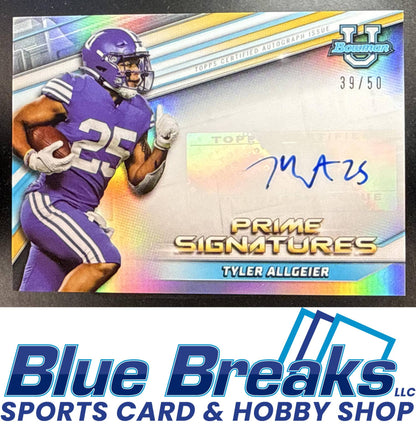 2021 Bowman University Tyler Allgeier #PCS-TA Prime Chrome Signatures 39/50 Auto Arizona Cardinals